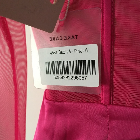 NWT OH POLLY Lorient Pink Satin Corset Push Up Satin + Mesh Sleeve Dress 2 - Picture 10 of 12